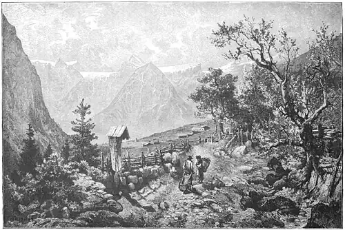 Die Gartenlaube (1884) b 417.jpg (S) Das Brandtner Thal und die Scesaplana Originalzeichnung von R. Püttner