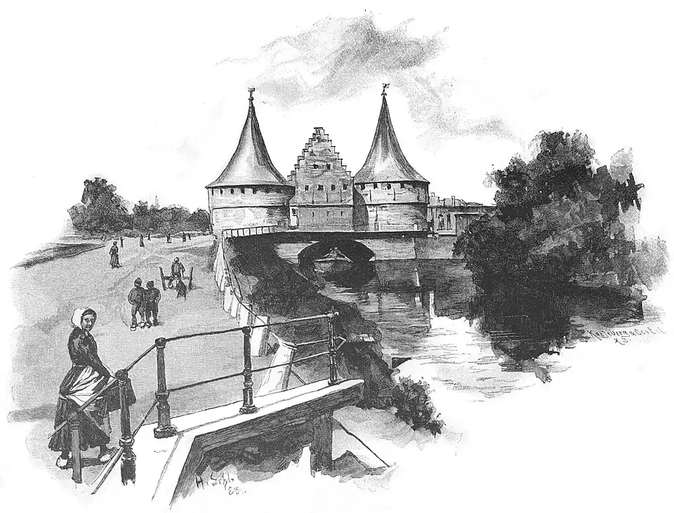 Die Gartenlaube (1884) b 680.jpg Rabot-Thor in Gent Originalzeichnung von H. Schlittgen