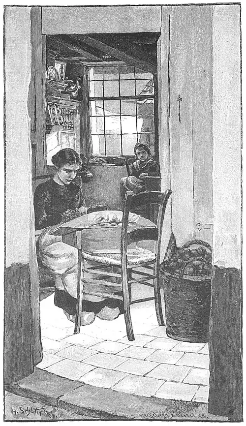 Die Gartenlaube (1884) b 696.jpg Blick in ein flandrisches Haus. (Hermann Schlittgen)