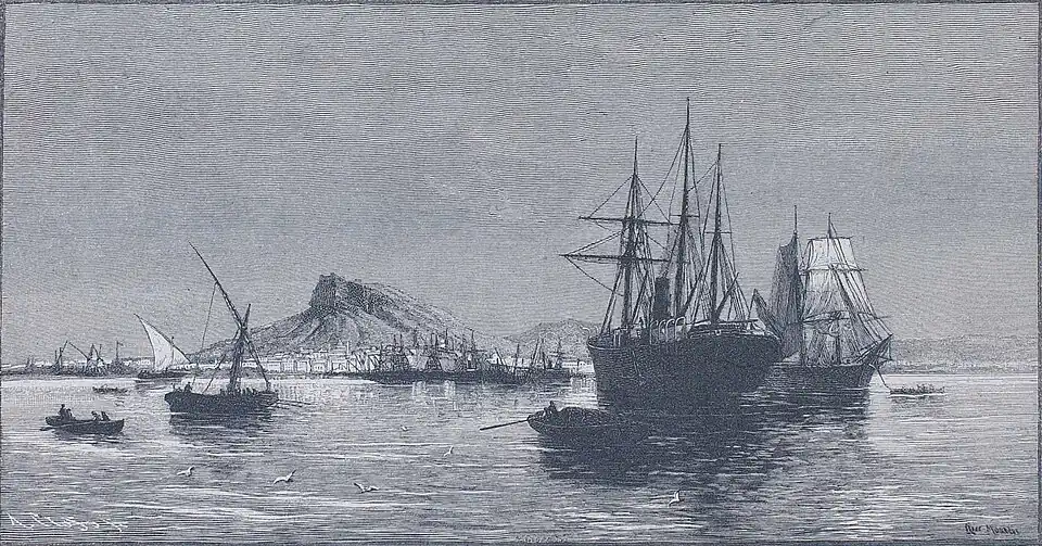 Die Gartenlaube (1884) b 752.jpg Rhede von Alicante Nach dem Gemälde von R. Monleon