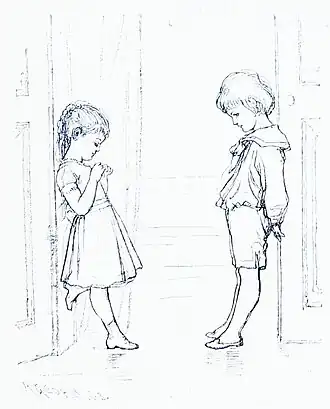Die Gartenlaube (1884) b 814_2.jpg Schmollende Kinder Aus Hendschel’s Skizzenbuch