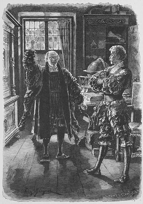 Die Gartenlaube (1885) b 281.jpg „Nun bei Gott! Einen schlimmeren Streich hätte uns Dein vermessener Leichtsinn nicht spielen können“