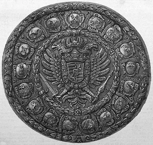 Die Gartenlaube (1885) b 821_2.jpg Fig. 6. großer Reichsadler von 1650, mit den Initialen Ferdinand’s III.
