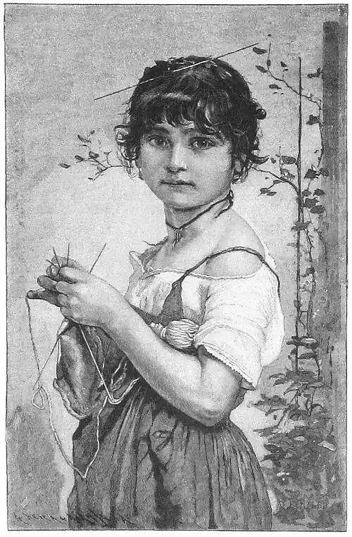 Die Gartenlaube (1886) b 021.jpg Die kleine Strickerin. Nach dem Oelgemälde von Adolf Echtler