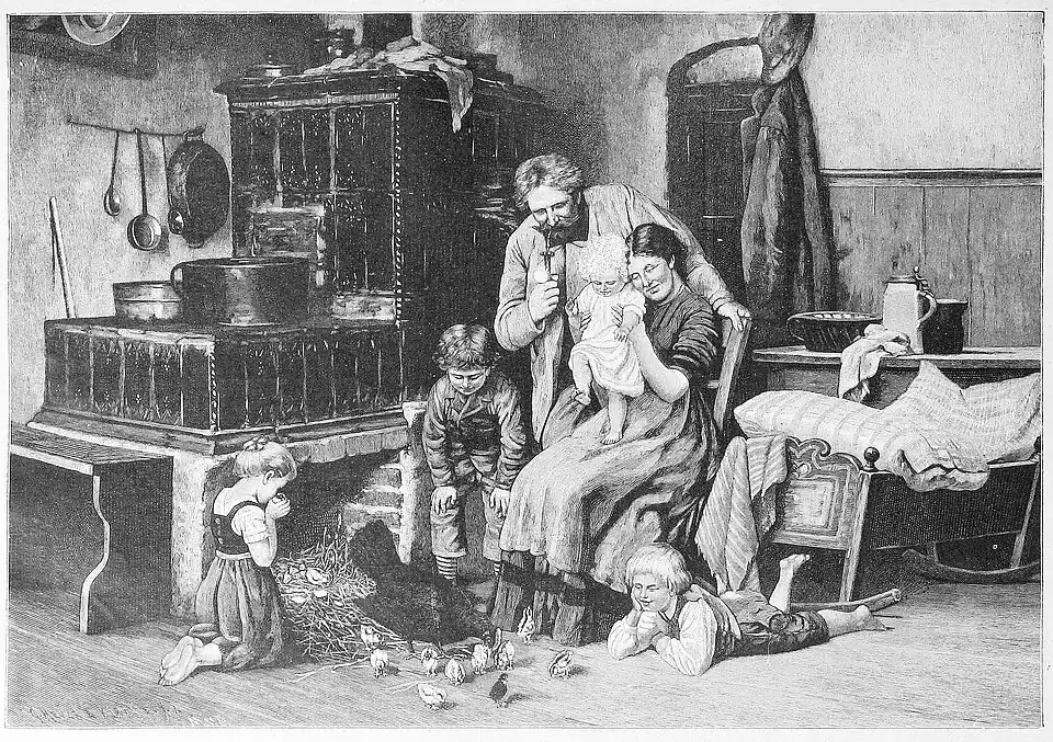 Die Gartenlaube (1886) b 089.jpg (S) Zwei Familien Nach dem Oelgemälde von Max Weese