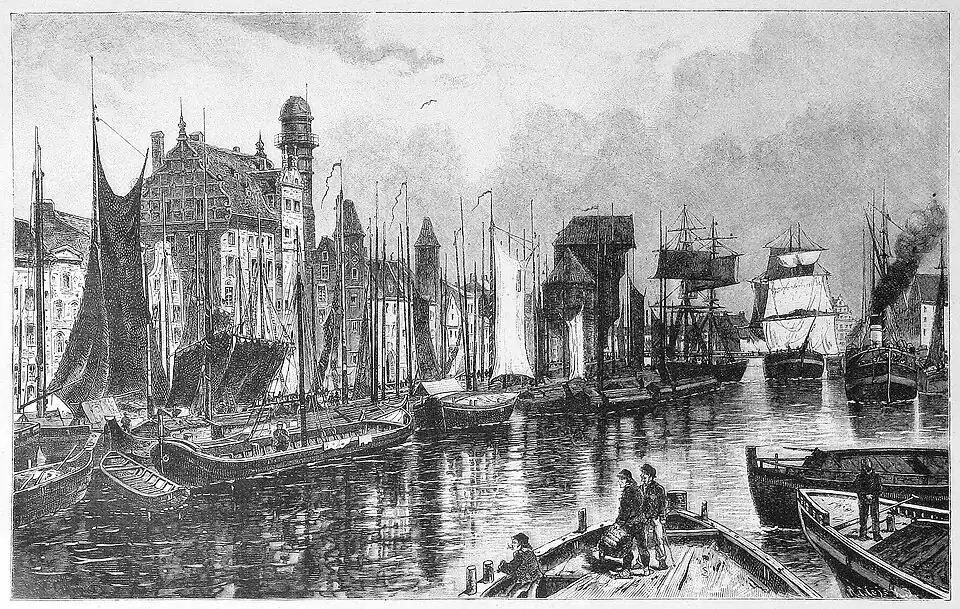 Die Gartenlaube (1886) b 297.jpg An der „Langen Brücke“ in Danzig Originalzeichnung von Robert Aßmus