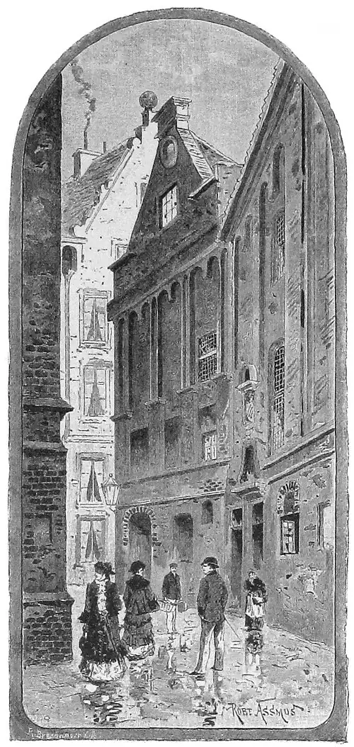 Die Gartenlaube (1886) b 298.jpg Altes romanisches Haus am Pfarrhof in Danzig Originalzeichnung von Robert Aßmus