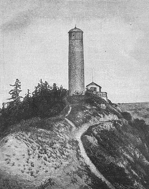 Die Gartenlaube (1886) b 461.jpg Der Fuchsthurm bei Jena Nach einer Photographie von F. Haack, großherzoglichem Hofphotograph in Jena