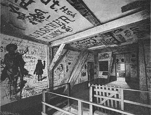 Die Gartenlaube (1886) b 533_1.jpg „Vestibulum“ Eingang zum Heidelberger Karcer Nach einer Photographie von Karl Lange in Heidelberg