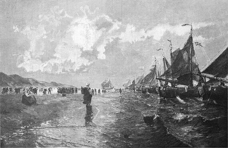Die Gartenlaube (1886) b 825.jpg (S) Holländische Fischerflotille Nach dem Oelgemälde von Hermann Grobe