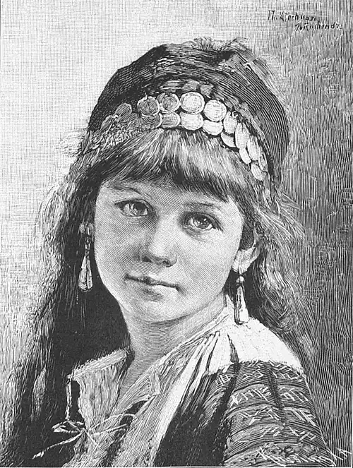 Die Gartenlaube (1886) b 837.jpg Bessarabisches Mädchen. Nach dem Oelgemälde von Th. Kleehaas