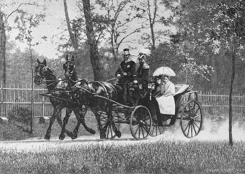 Die Gartenlaube (1886) b 844.jpg Kaiser Wilhelm und die Großherzogin von Baden im Park von Babelsberg Nach einer Moment-Photographie von M. Ziedler in Berlin