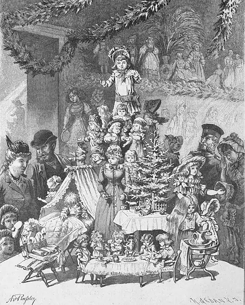 Die Gartenlaube (1886) b 853.jpg In der Puppenausstellung Originalzeichnung von A. von Rößler