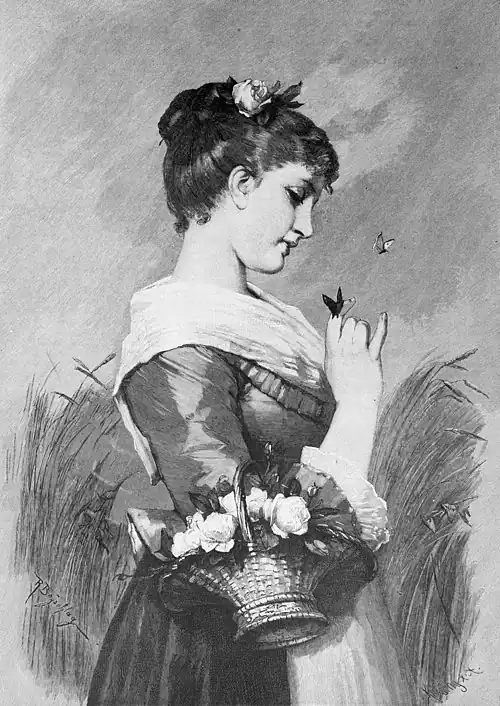 Die Gartenlaube (1886) b 909.jpg (S) Zutraulich Oelgemälde von R. Beyschlag Nach einem Lichtdruck im Verlag von F. A. Ackermann in München