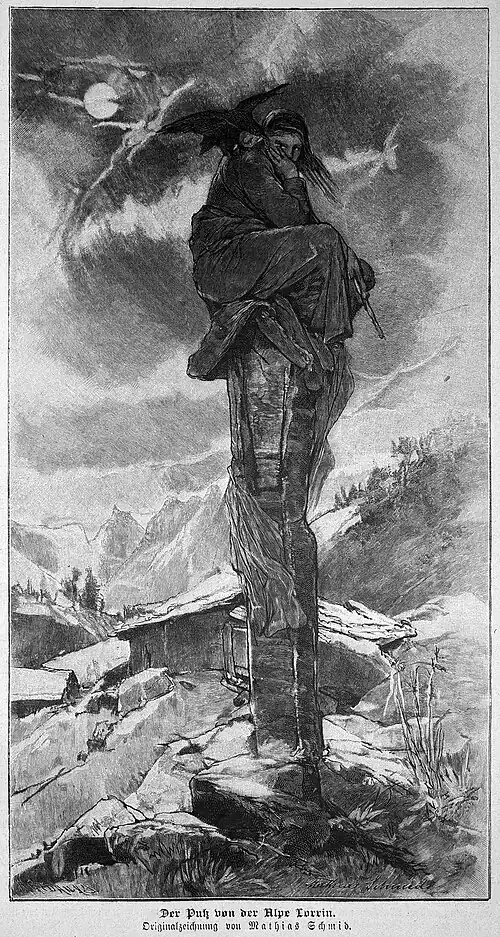 Die Gartenlaube (1887) b 009.jpg Der Putz von der Alpe Lorrin. Originalzeichnung von Mathias Schmid.