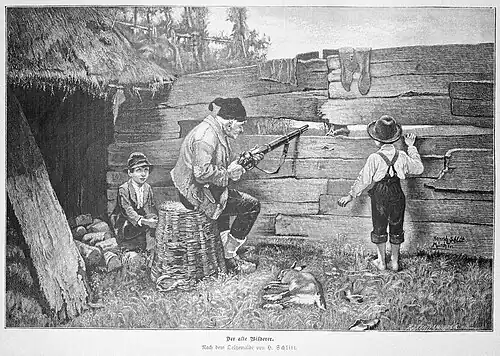 Die Gartenlaube (1887) b 145.jpg Der alte Wilderer. Nach dem Oelgemälde von H. Schlitt.