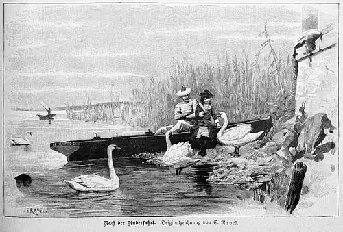 Die Gartenlaube (1887) b 401.jpg Nach der Ruderfahrt. Originalzeichnung von E.&nbsp;Ravel.