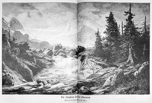 Die Gartenlaube (1887) b 412.jpg Die Jungfrau im Berner Oberland. Nach dem Oelgemälde von W.&nbsp;Wex.