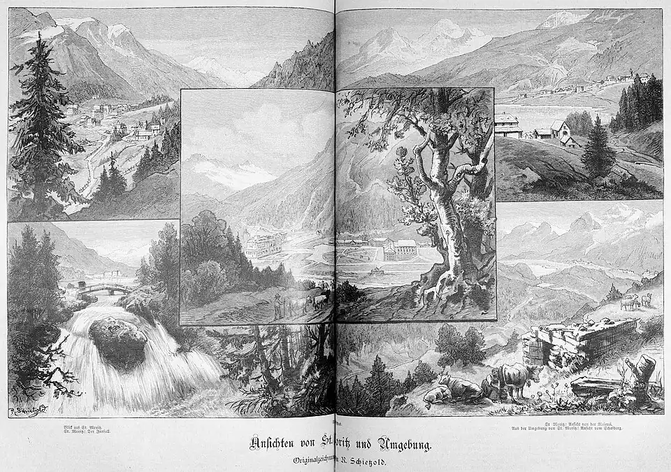 Die Gartenlaube (1887) b 480.jpg Ansichten von St.&nbsp;Moritz und Umgebung. Originalzeichnung von R.&nbsp;Schietzold.