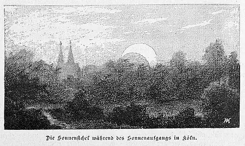 Die Gartenlaube (1887) b 509 3.jpg Die Sonnensichel während des Sonnenaufgangs in Köln.
