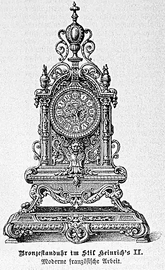Die Gartenlaube (1887) b 705 4.jpg Bronzestanduhr im Stil Heinrich’s II.