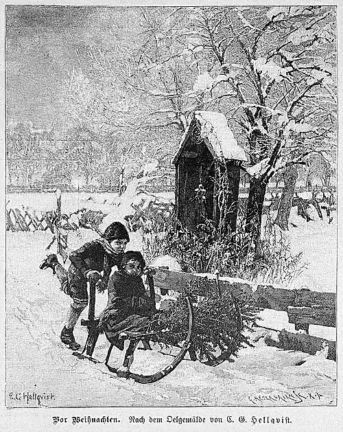 Die Gartenlaube (1887) b 839.jpg Vor Weihnachten. Nach dem Oelgemälde von C.&nbsp;G.&nbsp;Hellqvist.