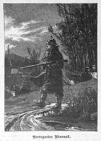 Die Gartenlaube (1888) b 017_2.jpg Verregnetes Bivouak