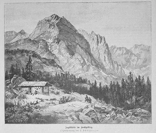 Die Gartenlaube (1888) b 045.jpg Jagdhütte im Hochgebirg