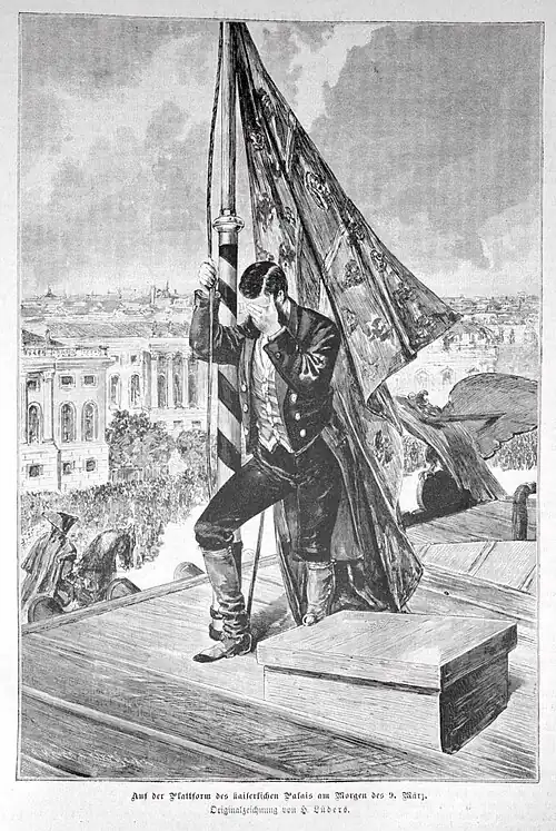 Die Gartenlaube (1888) b 169.jpg Auf der Plattform des kaiserlichen Palais am Morgen des 9. März (S)