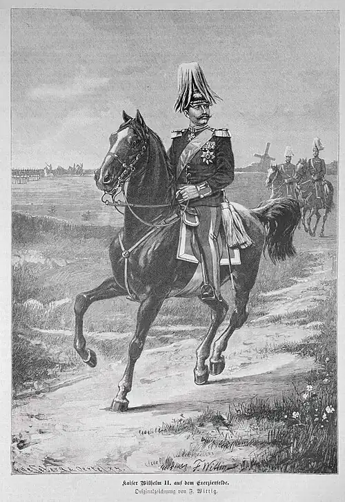 Die Gartenlaube (1888) b 513.jpg Kaiser Wilhelm II. auf dem Exercierfelde (S)