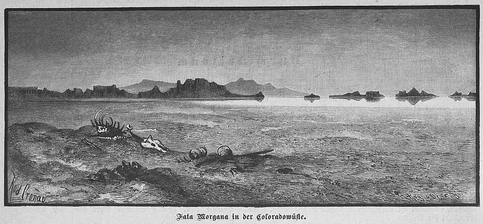 Die Gartenlaube (1888) b 540.jpg Fata Morgana in der Coloradowüste (Rudolf Cronau)