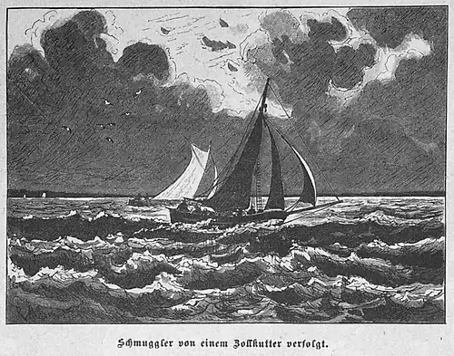 Die Gartenlaube (1888) b 734.jpg Schmuggler von einem Zollkutter verfolgt