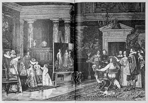 Die Gartenlaube (1889) b 728.jpg Karl I. von England im Atelier van Dycks (D)