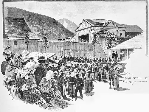 Die Gartenlaube (1890) b 401_1.jpg Während der Keuzigung vor dem Theater