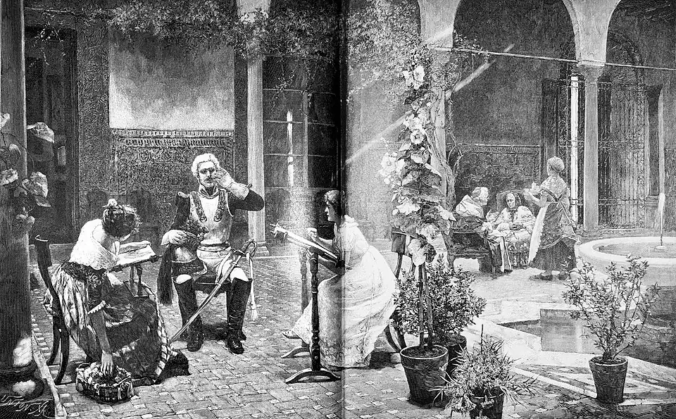 Die Gartenlaube (1892) b 296.jpg Zwischen zwei Feuern (D)