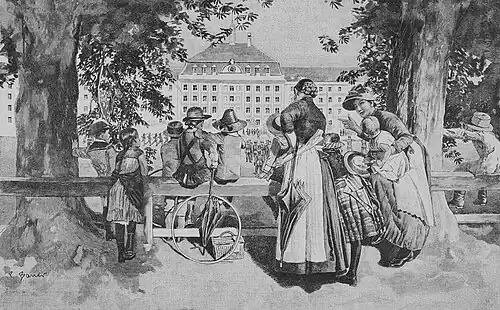 Die Gartenlaube (1892) b 381.jpg An der Hofgarten-Kaserne in München