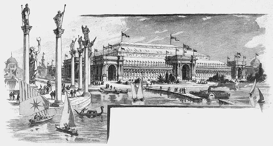 Die Gartenlaube (1892) b 558.jpg Die kolumbische Weltausstellung in Chicago: Der Industriepalast