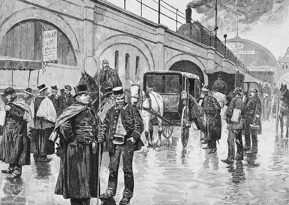 Die Gartenlaube (1892) b 565.jpg Droschkenparade in Wien