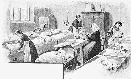 Die Gartenlaube (1892) b 721 1.jpg „Krippe“ im Volksschulgebäude auf der Uhlenhorst