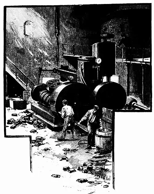 Die Gartenlaube (1892) b 852.jpg Die Verarbeitung der Kohlen im Ruhrgebiet: Die Briquettepresse