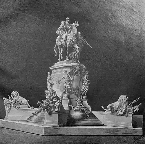 Die Gartenlaube (1893) b 037.jpg Das Nationaldenkmal für Kaiser Wilhelm I. in Berlin Nach dem neuen zur Ausführung bestimmten Entwurfe von Professor Reinh. Begas gezeichnet von J. Åkermark (S)
