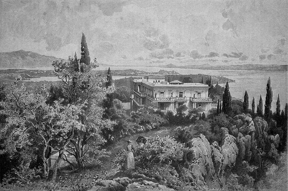 Die Gartenlaube (1893) b 217.jpg Das Schloß der Kaiserin von Oesterreich auf Korfu (S)