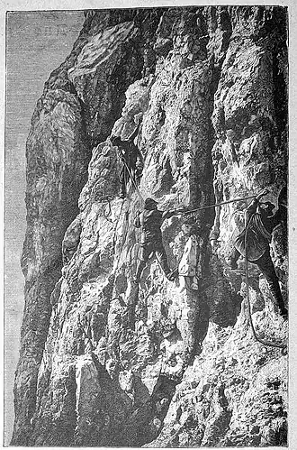 Die Gartenlaube (1893) b 286_1.jpg Der Einstieg zum Drahtseil