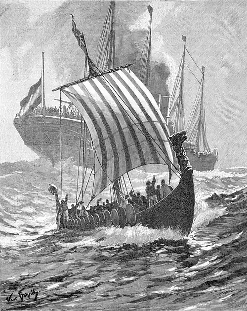Die Gartenlaube (1893) b 396.jpg Das Wikingerschiff für Chicago auf hoher See (S)