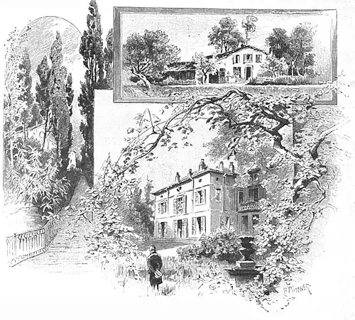 Die Gartenlaube (1893) b 405.jpg Verdis Geburtshaus in Roncole und seine Villa Sant’ Agata Nach Bildern aus dem Verlag von G. Ricordi u. Cie. in Mailand gezeichnet von Rich Püttner