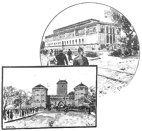 Die Gartenlaube (1893) b 677_2.jpg Deutsche Städtebilder: München. Neue Pinakothek. Isarthor