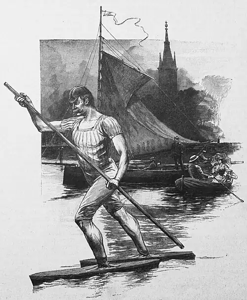 Die Gartenlaube (1893) b 725.jpg Schnellläufer auf dem Wasser Nach einer Originalzeichnung von Fritz Gehrke