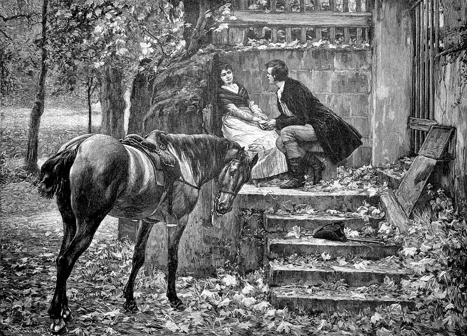 Die Gartenlaube (1893) b 777.jpg Am Hinterpförtchen Nach dem Gemälde von R. Pötzelberger (S)