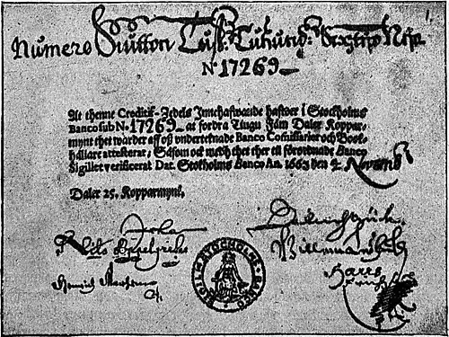 Die Gartenlaube (1894) b 349_2.jpg Schwedisches Papiergeld vom Jahre 1663
