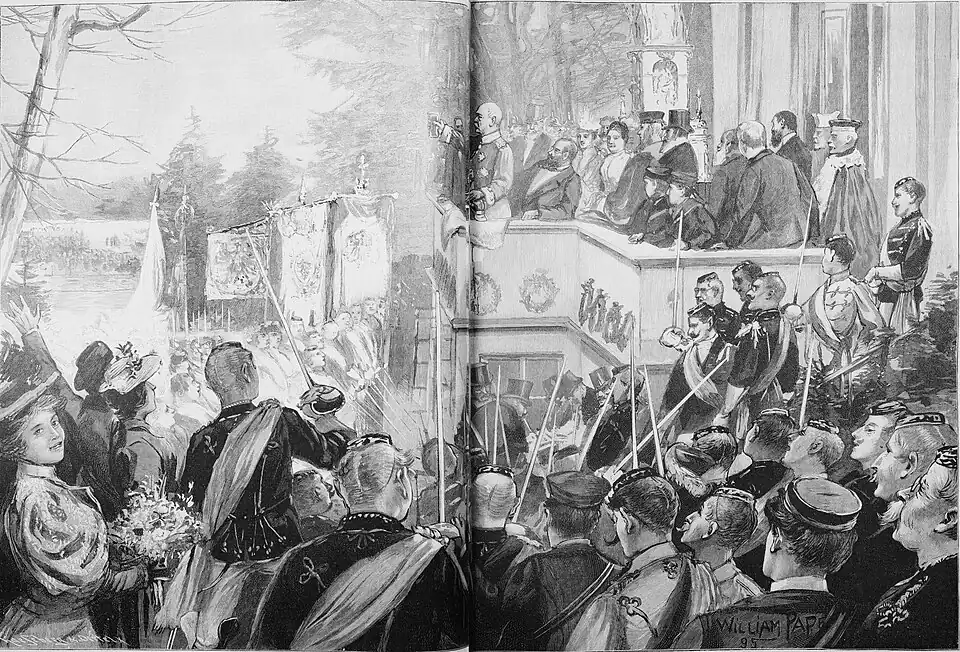 Die Gartenlaube (1895)_b_272.jpg Bismarcks Geburtstagsfeier in Friedrichsruh: die Hukdigung der deutschen Studentenschaft (D)